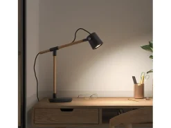 Lámpara de mesa BRANCH de madera y acero - Alt. 41,3 cm - IP20, cable 2 mts- on&off- gu10 - 9W - negro