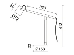 Lámpara de mesa BRANCH de madera y acero - Alt. 41,3 cm - IP20, cable 2 mts- on&off- gu10 - 9W - negro