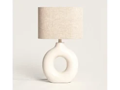 Lámpara de Mesa Cerámica y Tela Memphis Beige