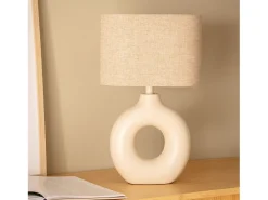 Lámpara de Mesa Cerámica y Tela Memphis Beige