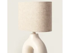 Lámpara de Mesa Cerámica y Tela Memphis Beige