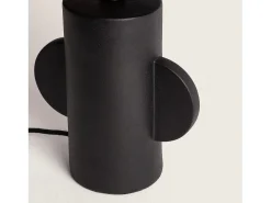 Lámpara de Mesa Cerámica y Rafia Tyler Negro