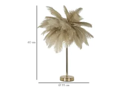 Lámpara de mesa con pantalla de plumas y 2 luces Palm S - Marrón