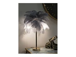 Lámpara de mesa con pantalla de plumas y 2 luces Palm S - Gris