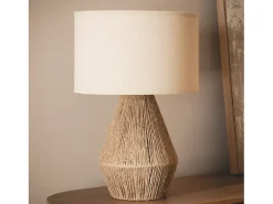 Lámpara de Mesa Cuerda Natural y Lino Muitu Dione Beige Lino