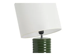 Lámpara de mesa de cerámica esmaltada verde oscuro con pantalla de color crudo 53 cm BERRO