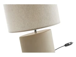 Lámpara de mesa de cerámica color topo mate con pantalla de lino natural TIGA