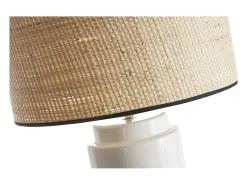 Lámpara de mesa de cerámica esmaltada blanca con pantalla de rafia natural 64 cm MAJES