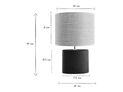 Lámpara de mesa de cerámica negra mate con pantalla de rafia TIGA