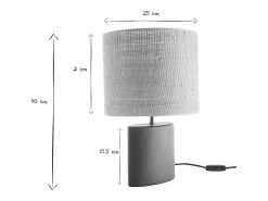 Lámpara de mesa de cerámica azul petróleo mate con pantalla de rafia natural 40 cm TIGA