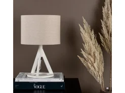 Lámpara de mesa de hevea y lino Kona
