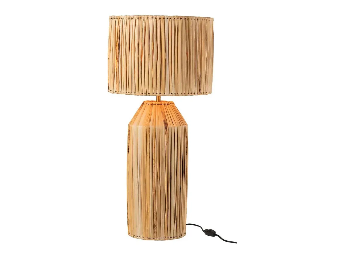 Lámpara de mesa de hoja de plátano en madera natural de 35x35x87 cm