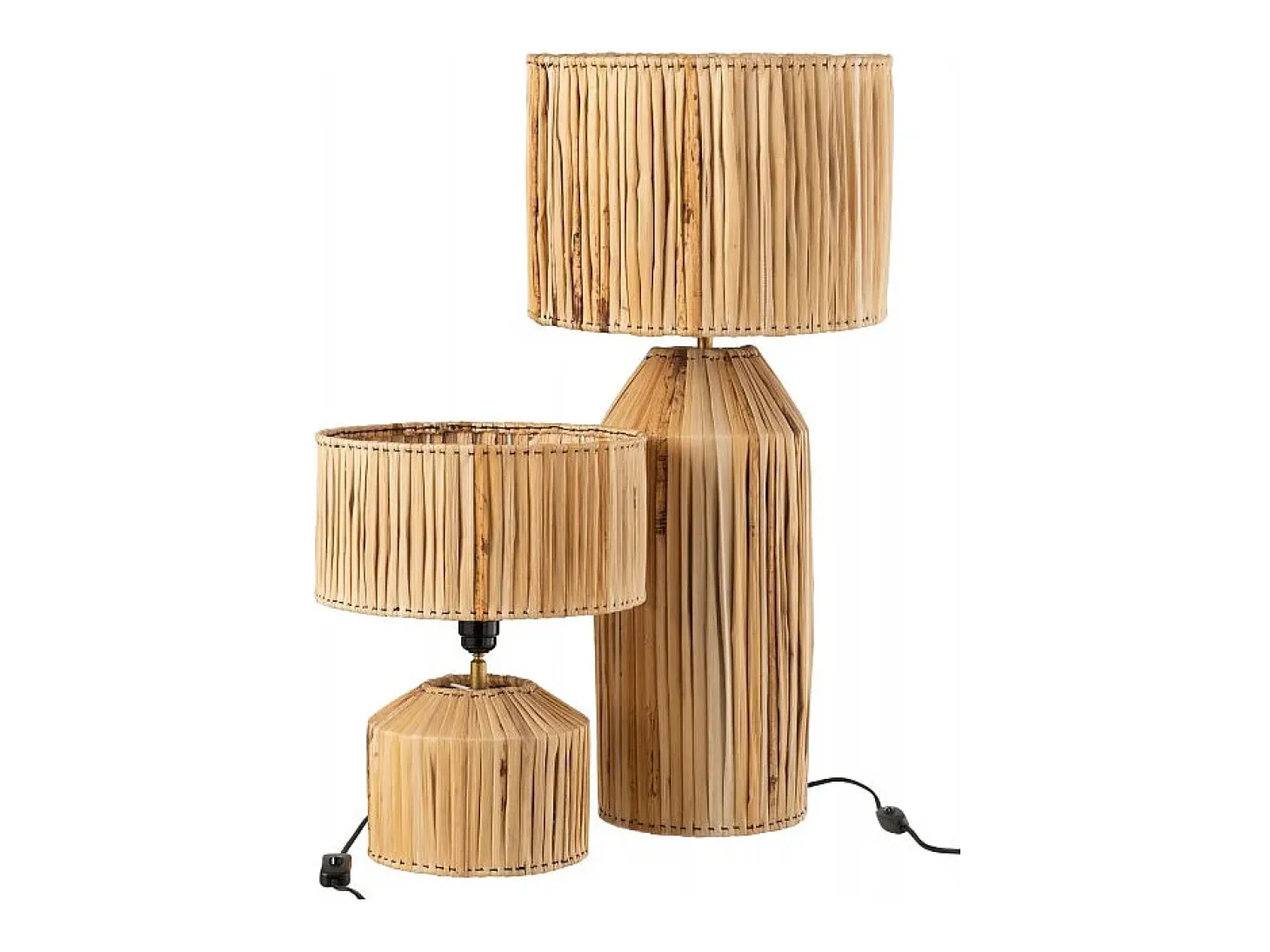 Lámpara de mesa de hoja de plátano en madera natural de 35x35x87 cm