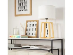 Lámpara de Mesa de Madera Korsade Blanco