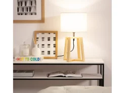 Lámpara de Mesa de Madera Korsade Blanco