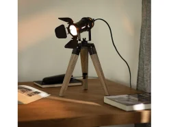 Lámpara de Mesa de Madera y Metal Cinema Kurangna XS Negro