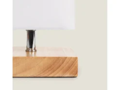 Lámpara de Mesa de Madera y Tela Haarle Blanco