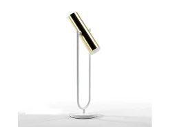 Lámpara de mesa de metal dorado y base de metal blanco Egaly Alt. 53 cm