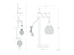 Lámpara de Mesa de Metal y Madera Monah Blanco