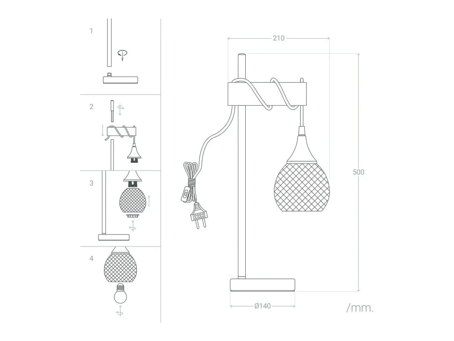 Lámpara de Mesa de Metal y Madera Monah Blanco