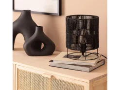 Lámpara de Mesa de Papel Trenzado Khalo Negro