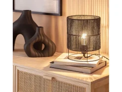 Lámpara de Mesa de Papel Trenzado Khalo Negro