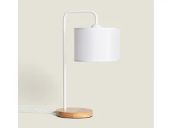 Lámpara de Mesa de Tela y Madera Jedali Blanco