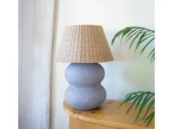 Lámpara de mesa de yute y papel morado - Ida