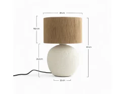 Lámpara de mesa de yute y papel blanco - Nina