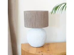 Lámpara de mesa de yute y papel blanco - Nina