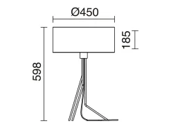 Lámpara de mesa DIAGONAL estilo moderno- Alt. 59,8 cm - pantalla sintética ø45 cm - on&off - cable 1,5 mts E27 13W - acero y cobre - IP20 - interior