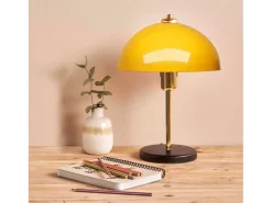 Lámpara de mesa diseño moderno en forma de seta negra 49cm de metal y madera