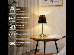 Lámpara de mesa inalámbrica Nettlife (juego de 2) - Lámpara de noche LED táctil regulable, recargable por USB, pantalla de tela, diseño moderno para dormitorio