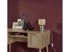 Lámpara de mesa interior cerámica pantalla de efecto de mimbre verde