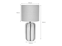 Lámpara de mesa interior de cerámica, pantalla efecto ratán blanco