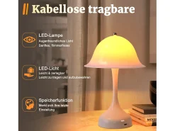 Lámpara de mesa LED blanca inalámbrica Nettlife: lámpara táctil con 3 colores regulables, recargable por USB, moderna para sala de estar y dormitorio.