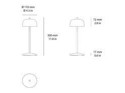 Lámpara de mesa LED de cobre recargable y regulable Zafferano CIRCE