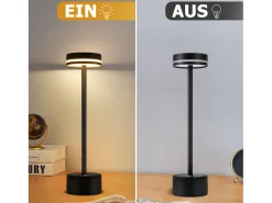 Lámpara de mesa LED inalámbrica Nettlife, regulable de 3000k a 6500k, con puerto USB-C, táctil, color negro