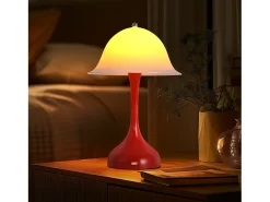 Lámpara de mesa LED inalámbrica Nettlife: lámpara táctil de noche, forma de sombrero rojo, recargable por USB, luz de noche para sala de estar o dormitorio.