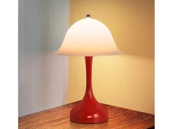 Lámpara de mesa LED inalámbrica Nettlife: lámpara táctil de noche, forma de sombrero rojo, recargable por USB, luz de noche para sala de estar o dormitorio.