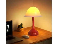 Lámpara de mesa LED inalámbrica Nettlife: lámpara táctil de noche, forma de sombrero rojo, recargable por USB, luz de noche para sala de estar o dormitorio.