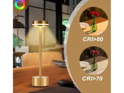 Lámpara de mesa LED inalámbrica NETTLIFE, funciona con pilas, regulable, recargable por USB-C, control táctil, dorada(dorada, paquete de 2)
