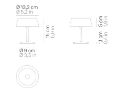 Lámpara de mesa LED inteligente Zafferano SISTER LIGHT MINI Wi-Fi recargable y regulable color marfil