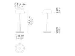 Lámpara de mesa LED inteligente con Wi-Fi Zafferano SISTER LIGHT, color cobre, recargable y regulable