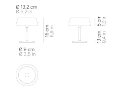 Lámpara de mesa LED inteligente Zafferano Sister Light Mini Wi-Fi, cobre, recargable y regulable - 2200-2700-3000-4000K, 3,2 W, 17 cm de alto
