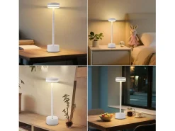 Lámpara de mesa LED NETTLIFE, a pilas, inalámbrica, regulable, recargable por USB-C, control táctil, para dormitorio y comedor (blanca, paquete de 2)