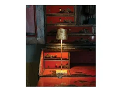 Lámpara de mesa LED Poldina Pro con craquelado de hoja de oro rojo, recargable y regulable, con batería de hasta 12 horas