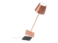 Lámpara de mesa LED Poldina Pro Foglia Copper recargable y regulable con batería de hasta 12 horas