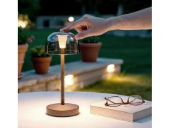 Lámpara de Mesa LED Portátil para Exterior Metal con Batería Recargable Lendora Smoke Marrón