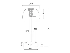 Lámpara de Mesa LED Portátil para Exterior Metal con Batería Recargable Lendora Smoke Marrón